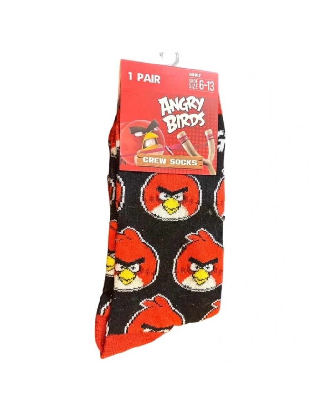 Unisex Angry Birds Crew Socks Red Black Mens Shoe Sz 6-13 Novelty Crazy Universe